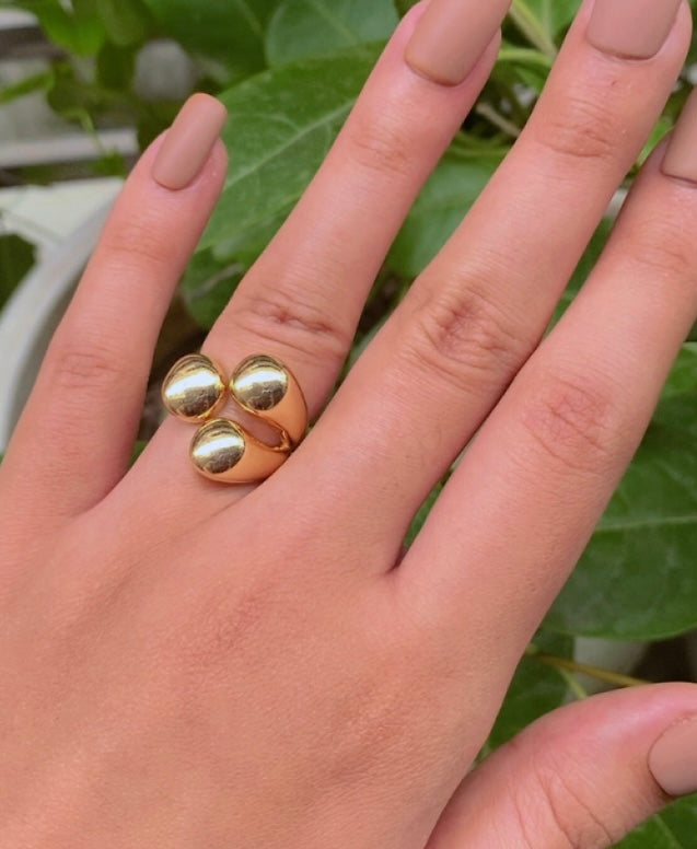 Heart Earring With Gold Bracelet and Ring Set Trio