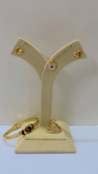 Elegant heart love set - Anti-Tarnish Jewellery - Combo