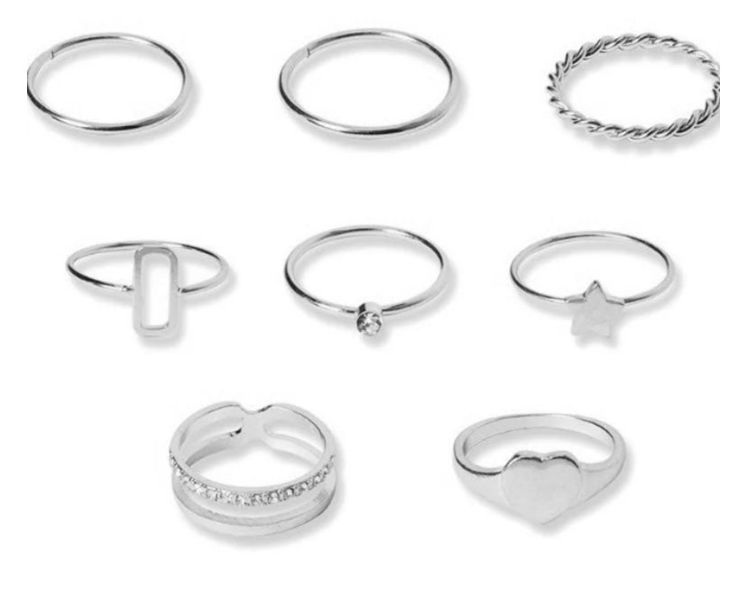 Sliver color ring 8 piece combo-3