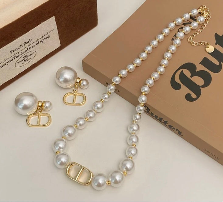 Pearl earring necklace combo-10