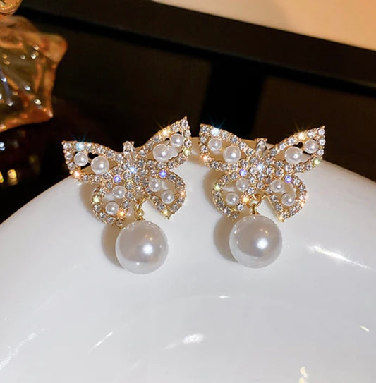 Pearl butterfly earring-21
