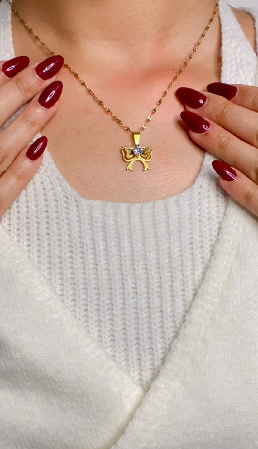 Bow pendent and chain -36