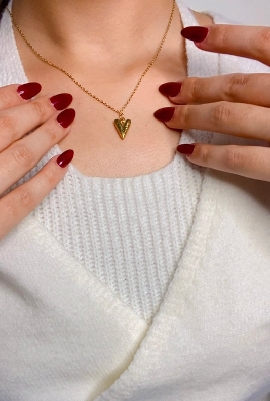 Heart pendent and chain - Golden -37