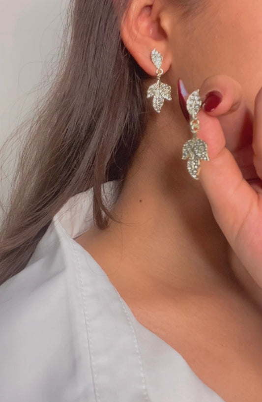 leaf earring - Silver-52