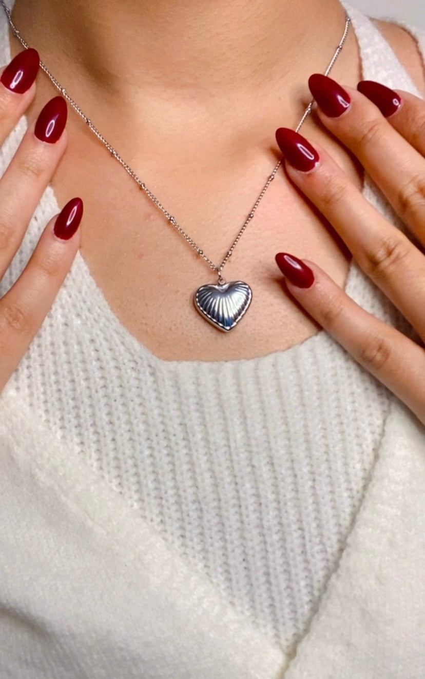 Heart chain and pendent - Silver-34