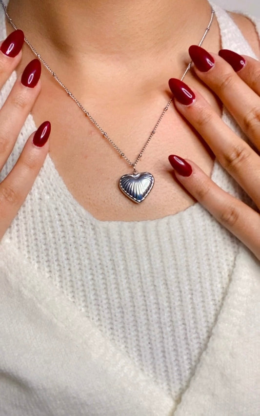 Heart chain and pendent - Silver-34