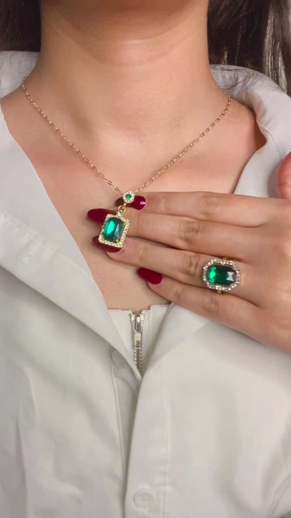 Crystal earring ring and necklace combo -49