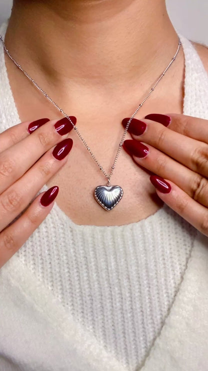 Heart chain and pendent - Silver-34