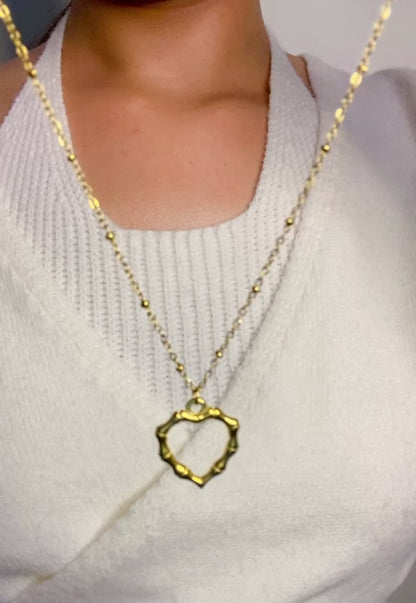Heart pendent and chain - Golden-32