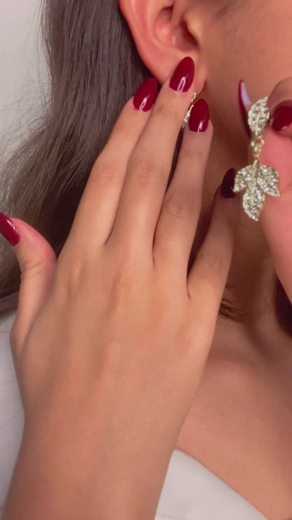 leaf earring - Silver-52